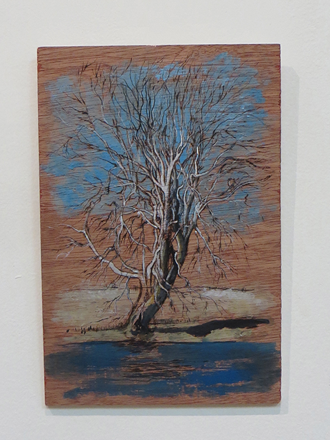 Brian McCormack “Dead Sycamore on the Raritan-2” pyro detailer, paint on scrap wood