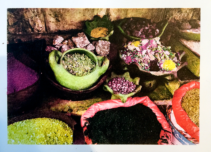 Jane Settle  “Middle East Spices”  Lithograph print, Four Color Separation