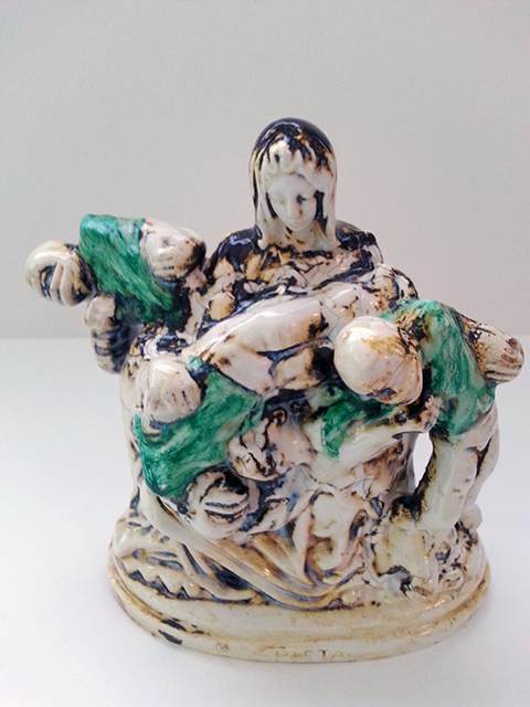 Kelly Clark   “Hail Mary”  sculpture: clay with glaze and acrylic paint