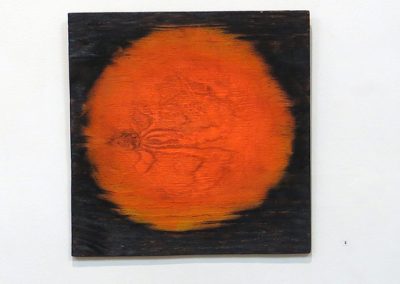 Brian McCormack “Red Giant” torched scrap wood, paint