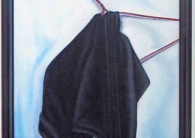 Cloak and Hanger – oil on canvas – 13″ W x 15″ H