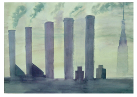Brian McCormack “View from the Pulaski Skyway” watercolor