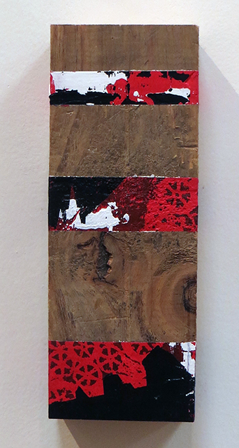 Jessica Demcsak  “Burning” acrylic on wood, $700.00
