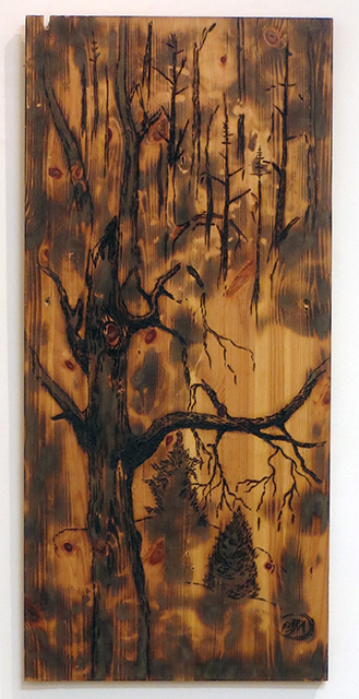 Brian McCormack “After The Fire’s Wake” propane torch, pyro burning tool on found wood $150.00