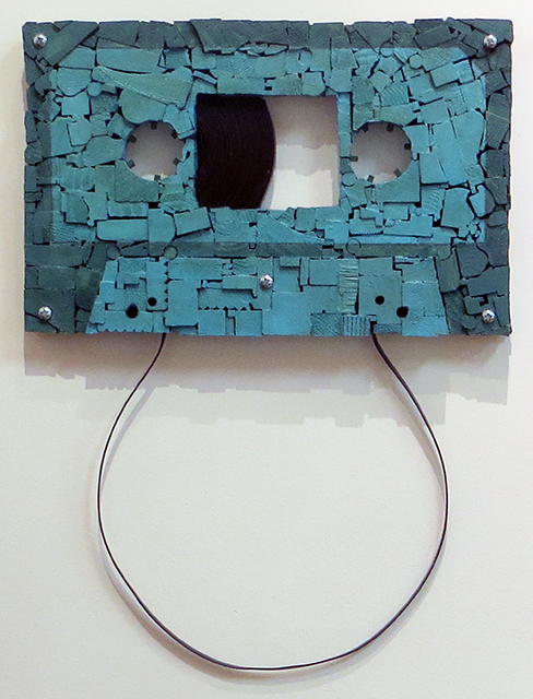 Amy Puccio “Art of the Mixed Tape” wood mosaic wall relief, $650.00