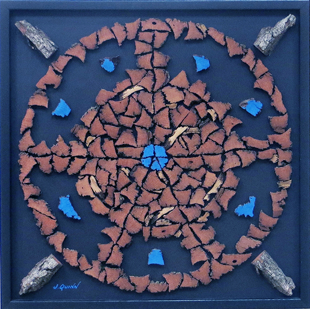 Jack Quinn “Vitruvian Man” ash bark and acrylic, $1,200.00
