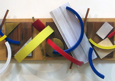Ellen Rebarber “Fascinating Rhythm” wood, aluminum, paint and brass, $600.00