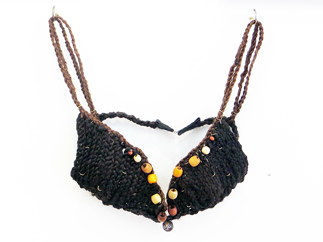 Eleanor Kipping  – “Weave of Support” Kanekalon braiding hair, thread, beads, metal rings &fasteners