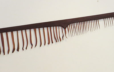 E. Carol O’Neill –  “Men’s Fine Toothed Comb in Red Cedar and Redwood” carved wooden sculpture