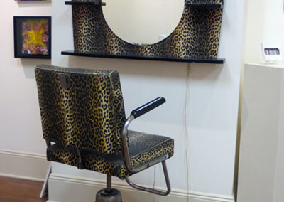 Vicky Blasucci   – “Vintage 1960’s leopard print salon chair and mirror ensemble” found object