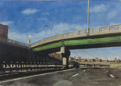 “Parkway and 280”  – Watercolor on paper –  29 1/2” W x 22” H  – $1,500.00