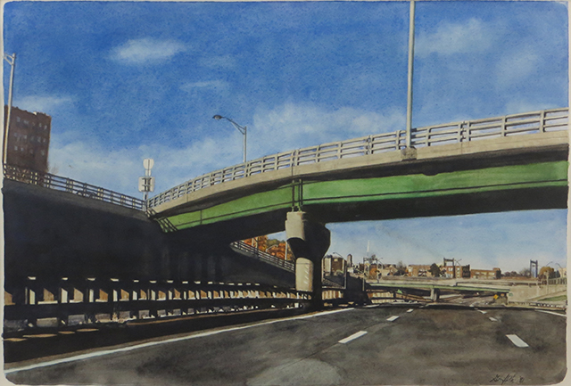“Parkway and 280”  – Watercolor on paper –  29 1/2” W x 22” H  – $1,500.00