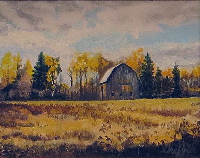 “Canadian Barn” – Acrylic on canvas –  19” W x 17” H $250.00