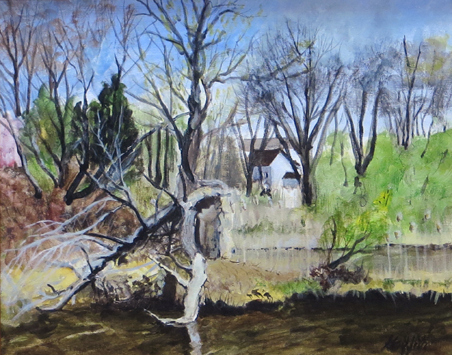 “Spruce Run Meets the South Branch”  – Acrylic on canvas panel –  23” W x 19” H  – $450.00