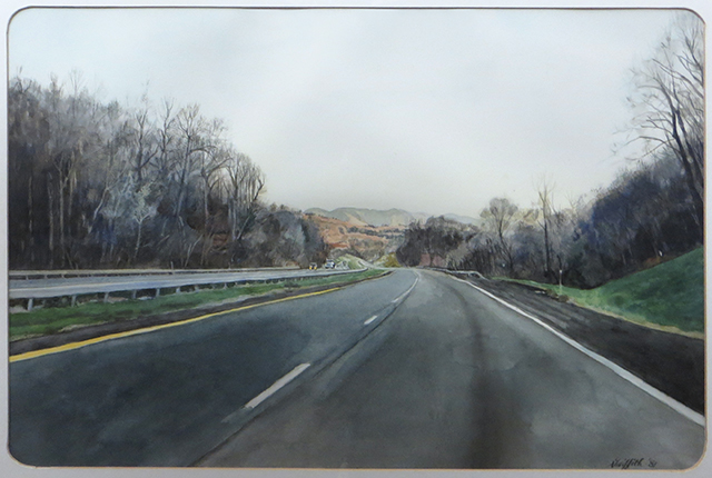 “New York Thruway North”  – Watercolor on paper –  29 1/2” W x 22” H  – $1,500.00