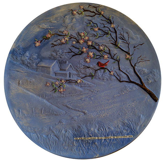 Kelly Clark “The Sun Shone” found ceramic, glaze and collage