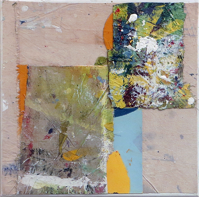 “First World” mixed media abstract collage 12” x 12”, $150.00