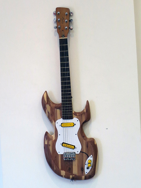 Brian McCormack “Arts and Crafts Guitar” handcrafted from discarded cedar chest & found objects