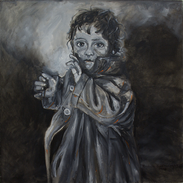 Michele Guttenberg “The Shadow of War” oil on canvas