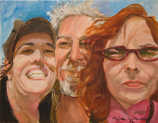 Michele Guttenberg “Neil, Michele and Pam in San Francisco”  oil on canvas