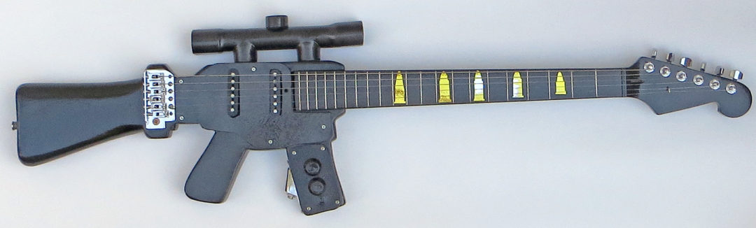 Assault Rifle Electric Guitar – laminated hardwood, , pine dowel, electric guitar neck, guitar parts, paint