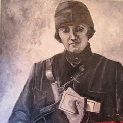 Michele Guttenberg “Postal Worker 1920’s”, oil on canvas, $100.00