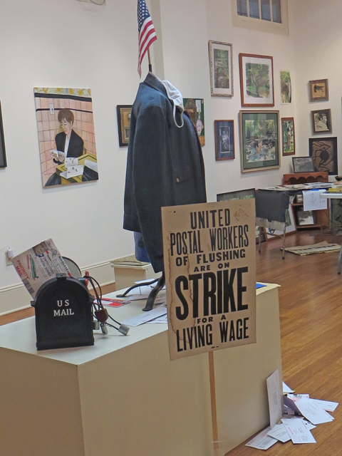 Christine Anderson “Vintage Postal Worker Jacket installation”, found objects, NFS
