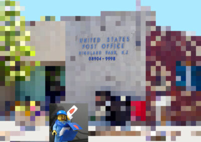 Bill Bonner “Mailman Carries Bag With Love Letters” digital photo and Lego character, $50.00