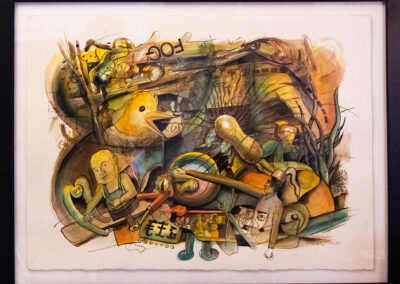 “Ticket For The Thicket” – 27″ x 34″ framed watercolor on paper – $550.00