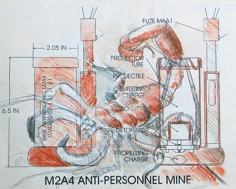 M2 Anti-Personnel Mine” drawing on print – 17″ x 22″