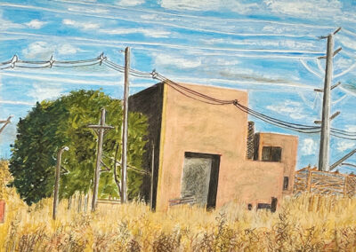 Mary Yess “American Versailles: Power Station”, mixed media, oil pastel, pen, and pencil on paper, $850.00