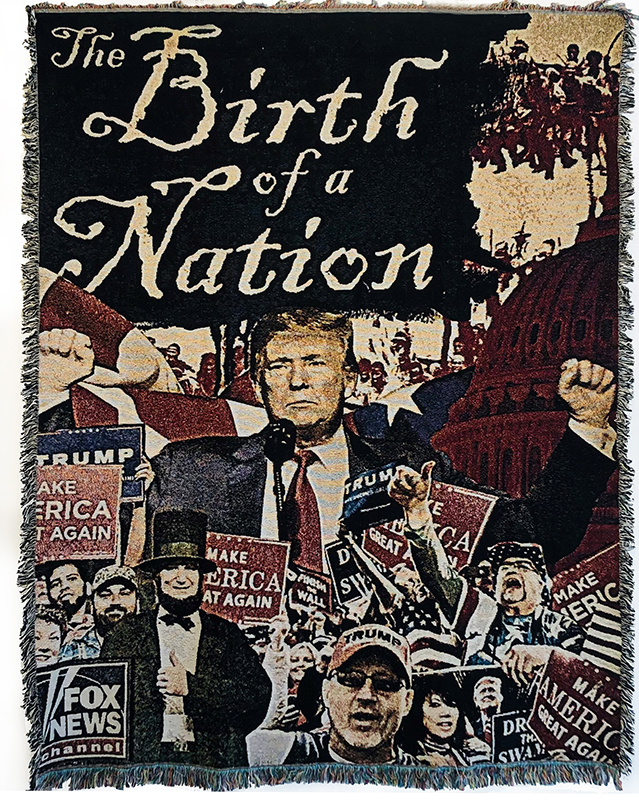 Luis Alves: Collage – “BIRTH OF A NATION” 54” W x 70” H, Woven Collage Wall Hanging, 2022 $650.00