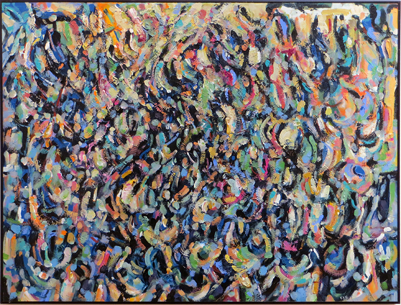 Rita Herzfeld – “FEVERISH STROKES”, acrylic on canvas, 36” H x48” W, 2020, SOLD