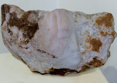 Anya Farion “Pink Sleep” hand carved sculpture in pink alabaster, 13” x 8” x 7” $2,700.00