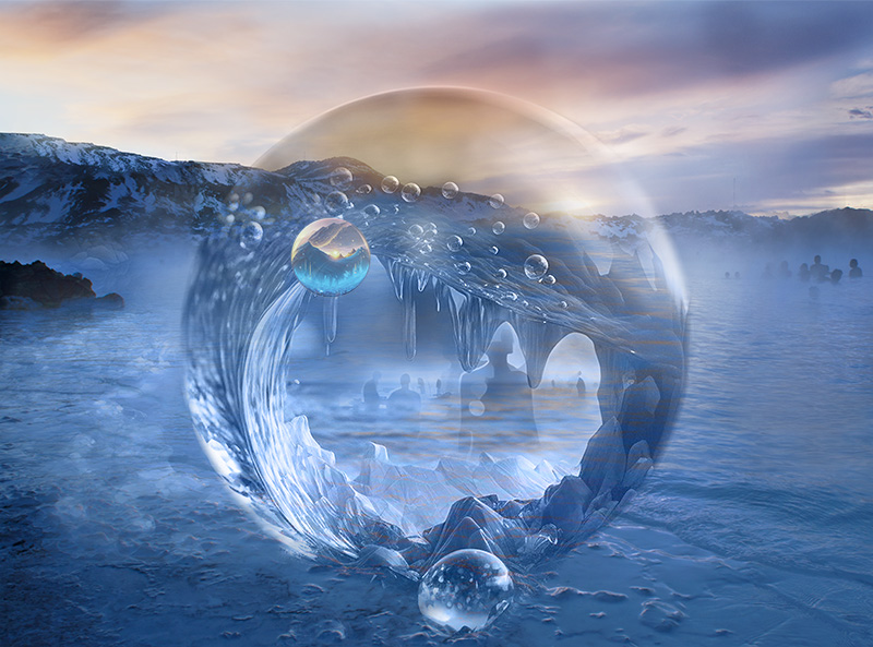 Irina Shoyhet “Blue Lagoon” digital collage,  12” W x 9” H $140.00