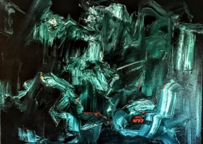 Sarah Bass Aspe “The Fury” oil on canvas,19” H x 23”W – $2,500.00