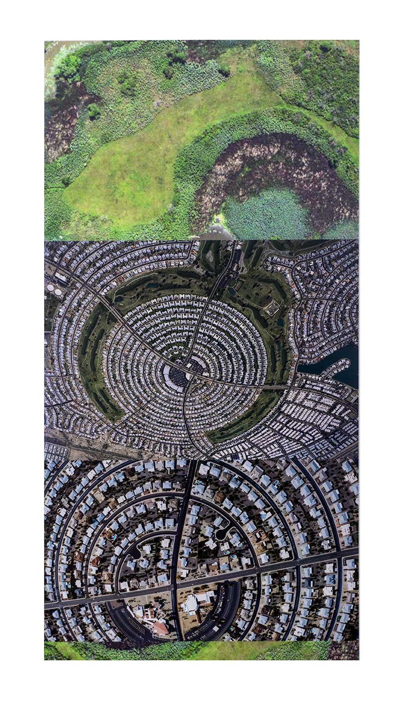 Lisa Gordon Cameron “Sun City” digital collage, 20” W x 30” H, 2018, $225.00
