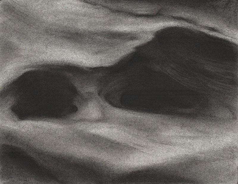 Laura Lou Levy “Red River Gorge Series: Gaze” charcoal on paper, 11”H x 14”W, 2017, $500.00