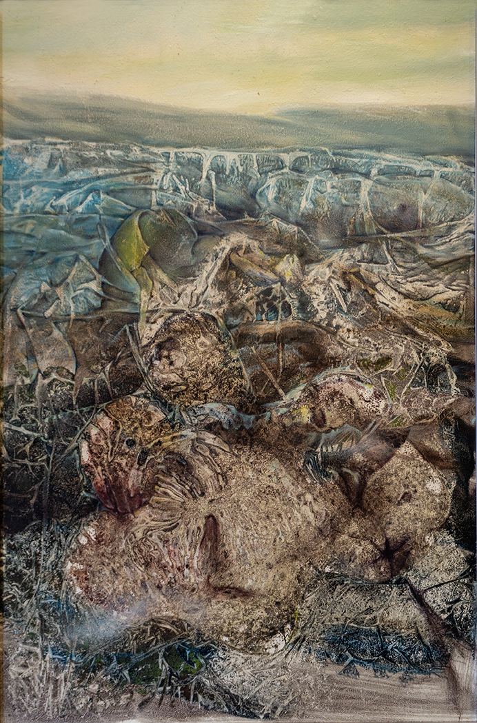 Jan ten Broeke  “Neath” Ten’sArt, oil on panel, 37”H x 25”W, 1995, $800.00