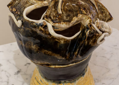 Vicki Zilaitis Stoeckel   “Mollusk Enormous” – Porcelain & Gold, 10” x 10”, 2023, $375.00