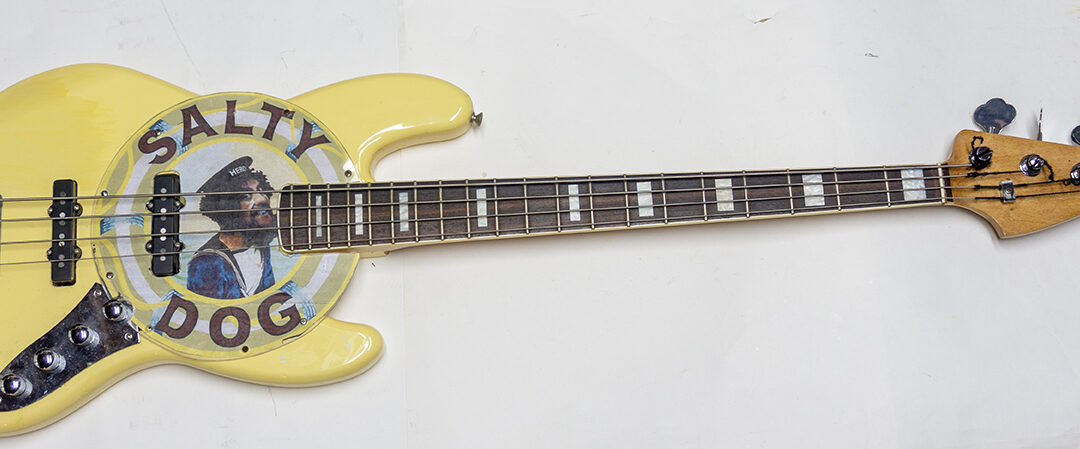 Salty Dog Bass – electric bass guitar parts, plexiglass, paint -$800.00