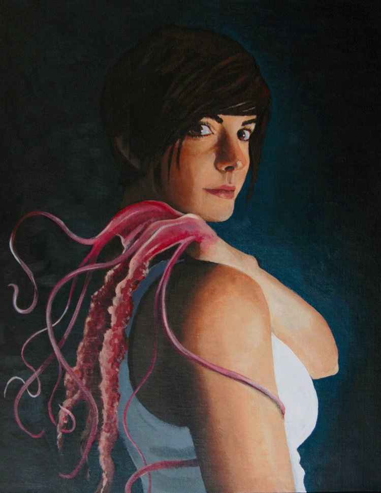 Kate Griffin  “Jellyfish” acrylic,  20” H x16”W,-  $1,000.00