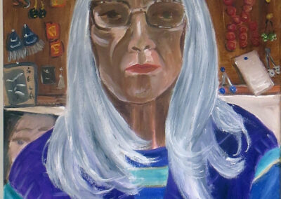 Michele Guttenberg “Self Portrait” oil on canvas, 16” W x 20” H, 2024 $150.00